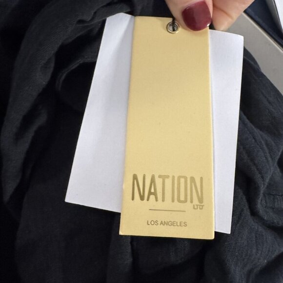 Nation Ltd Shirt Womens size XS evette puff sleeve top black ties at neckline - Picture 4 of 7